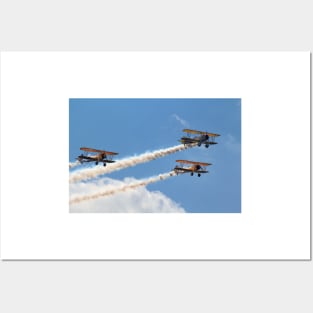 3 Boeing PT 17 Stearman with Smoke Posters and Art